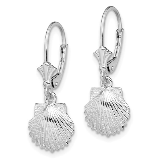 De-Ani Sterling Silver Rhodium-Plated Polished Shell Leverback Earrings