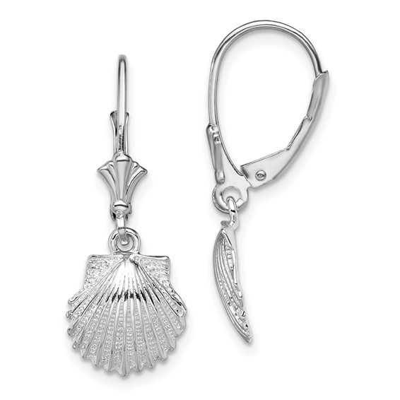 De-Ani Sterling Silver Rhodium-Plated Polished Shell Leverback Earrings