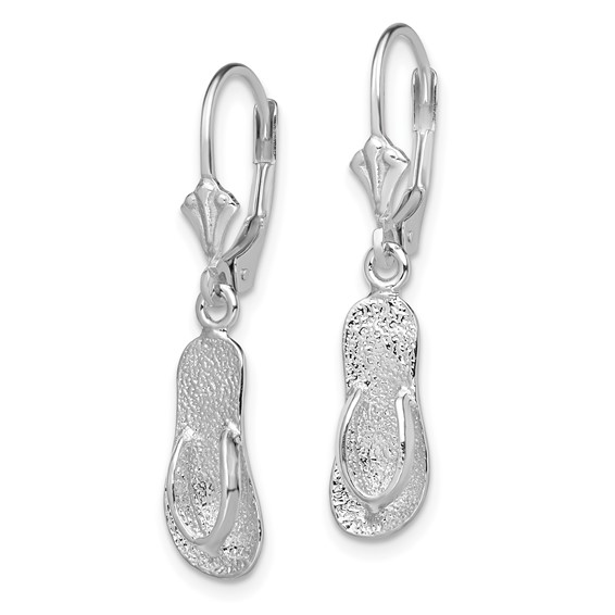 De-Ani Sterling Silver Rhodium-Plated Polished Large Flip-flop Leverback Earrings