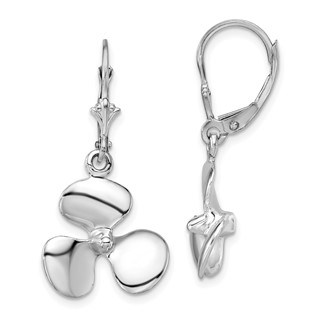 De-Ani Sterling Silver Rhodium-Plated Polished 3D Propeller Leverback Earrings