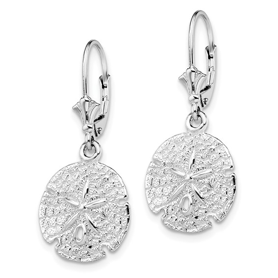 De-Ani Sterling Silver Rhodium-Plated Polished Sand Dollar Leverback Earrings