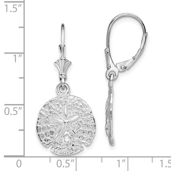 De-Ani Sterling Silver Rhodium-Plated Polished Sand Dollar Leverback Earrings