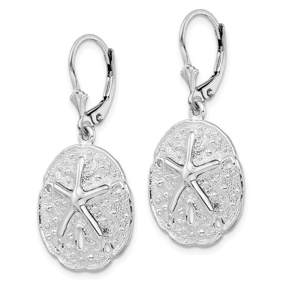 De-Ani Sterling Silver Rhodium-Plated Sand Dollar Starfish Leverback Earrings