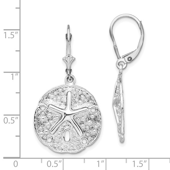 De-Ani Sterling Silver Rhodium-Plated Sand Dollar Starfish Leverback Earrings