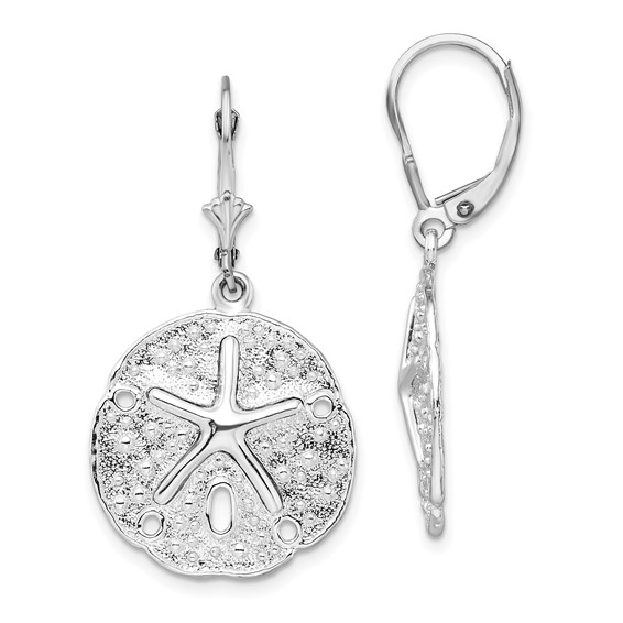 De-Ani Sterling Silver Rhodium-Plated Sand Dollar Starfish Leverback Earrings