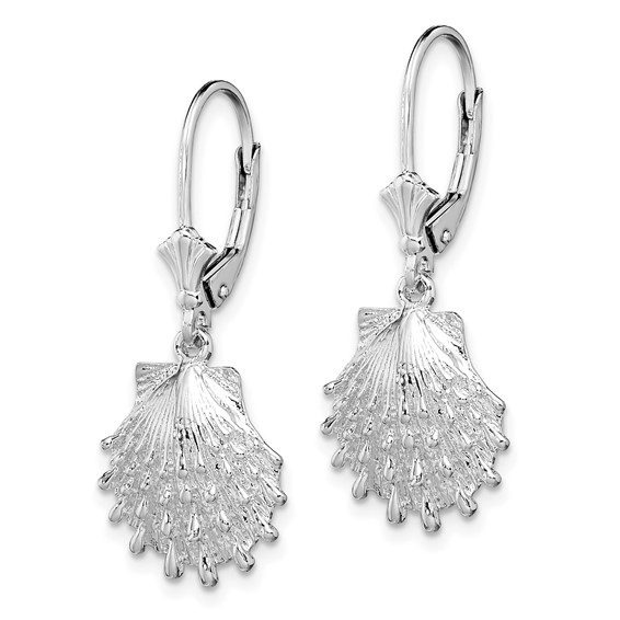 De-Ani Sterling Silver Rhodium-plated Polished Lions Paw Shell Leverback Earrings