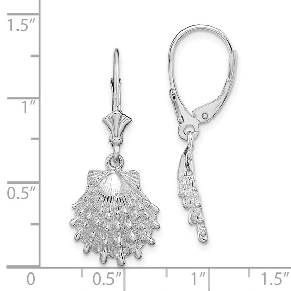 De-Ani Sterling Silver Rhodium-plated Polished Lions Paw Shell Leverback Earrings
