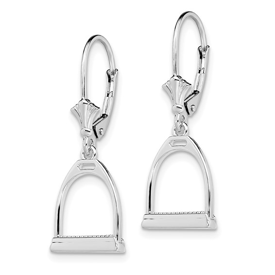 De-Ani Sterling Silver Rhodium-plated Polished 3D Small Stirrup Leverback Earrings