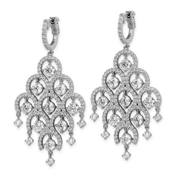 Sterling Shimmer Sterling Silver Rhodium-plated 278 Stone CZ Chandelier Dangle Hinged Earrings