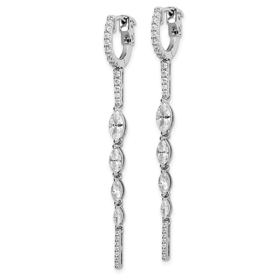 Sterling Shimmer Sterling Silver Rhodium-plated 46 Stone CZ Fancy Dangle Hinged Earrings