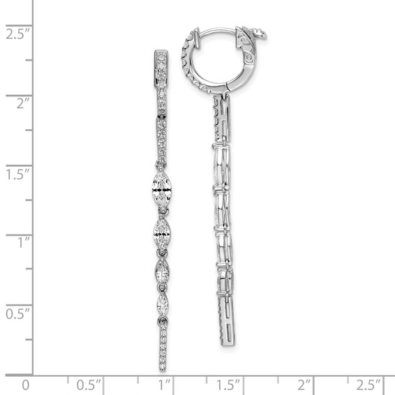 Sterling Shimmer Sterling Silver Rhodium-plated 46 Stone CZ Fancy Dangle Hinged Earrings