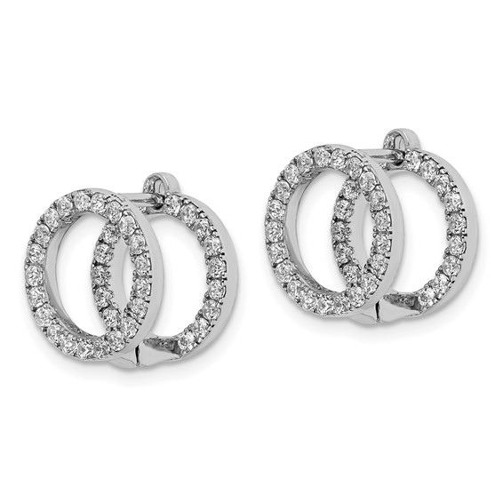 Sterling Shimmer Sterling Silver Rhodium-plated 78 Stone CZ Front and Back Hinged Earrings