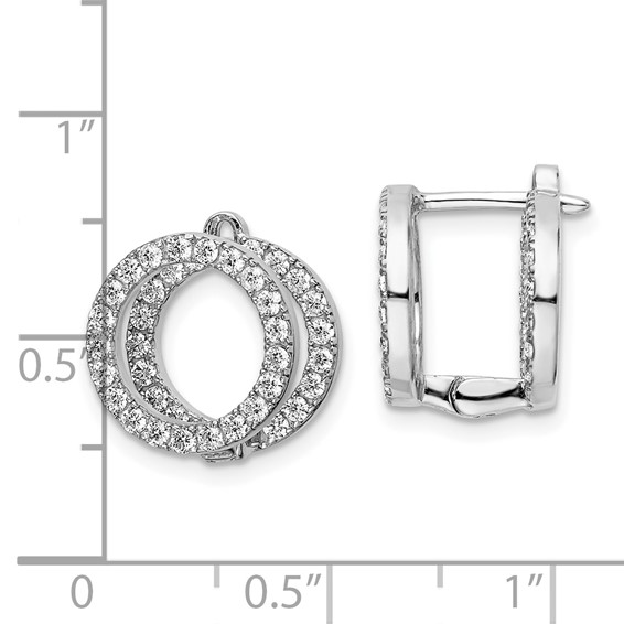 Sterling Shimmer Sterling Silver Rhodium-plated 78 Stone CZ Front and Back Hinged Earrings