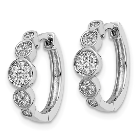 Sterling Shimmer Sterling Silver Rhodium-plated 34 Stone CZ Pavé Fancy Hinged Hoop Earrings