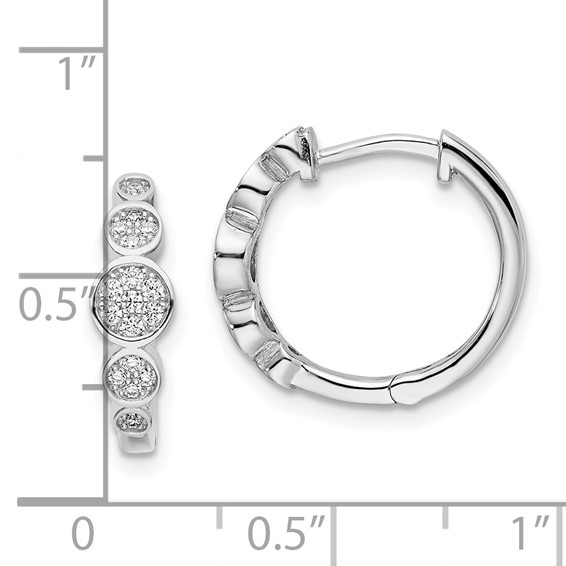 Sterling Shimmer Sterling Silver Rhodium-plated 34 Stone CZ Pavé Fancy Hinged Hoop Earrings