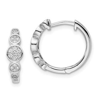 Sterling Shimmer Sterling Silver Rhodium-plated 34 Stone CZ Pavé Fancy Hinged Hoop Earrings