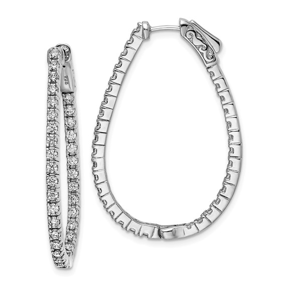 Sterling Silver 1.75mm CZ Teardrop Hinged Hoops