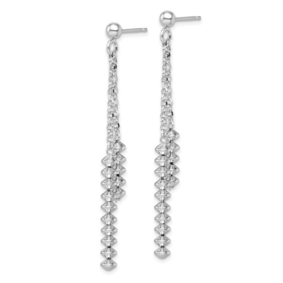 Sterling Silver Rhodium-plated Polished Beaded Post Dangle Earrings