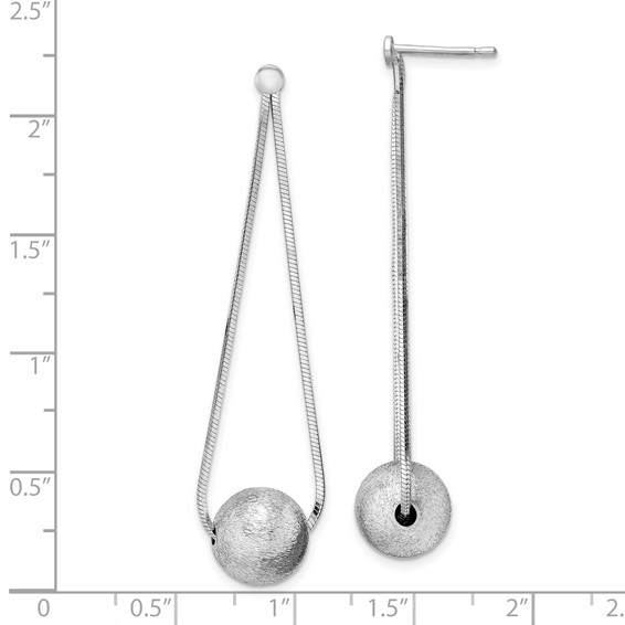 Sterling Silver Rhodium-plated Diamond-cut Beaded Chain Drop Post Earrings