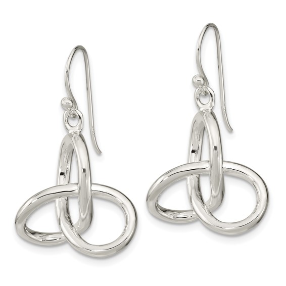 Sterling Silver Polished Knot Dangle Shephard Hook Earrings