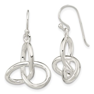 Sterling Silver Polished Knot Dangle Shephard Hook Earrings