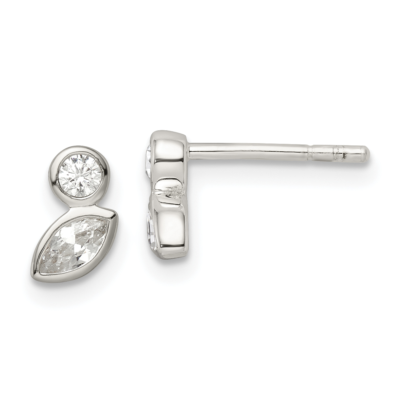 Sterling Silver Polished CZ Post Earrings (QE15671)