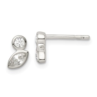 Sterling Silver Polished CZ Post Earrings