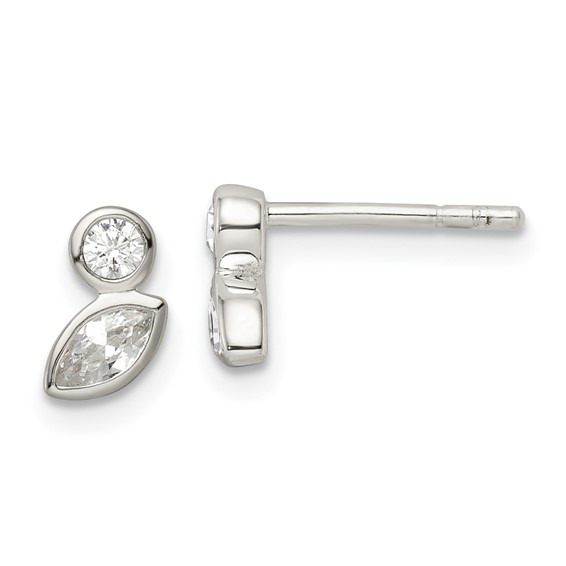 Sterling Silver Polished CZ Post Earrings
