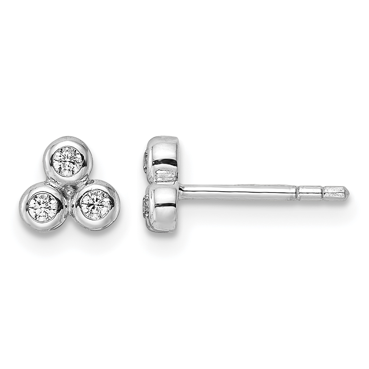 Sterling Silver RH Polished CZ Post Earrings (QE15715)