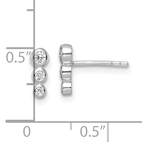 Sterling Silver RH Polished CZ Post Earrings