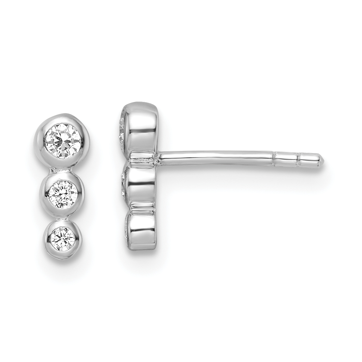 Sterling Silver RH Polished CZ Post Earrings (QE15716)