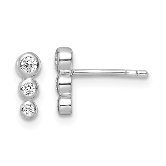 Sterling Silver RH Polished CZ Post Earrings