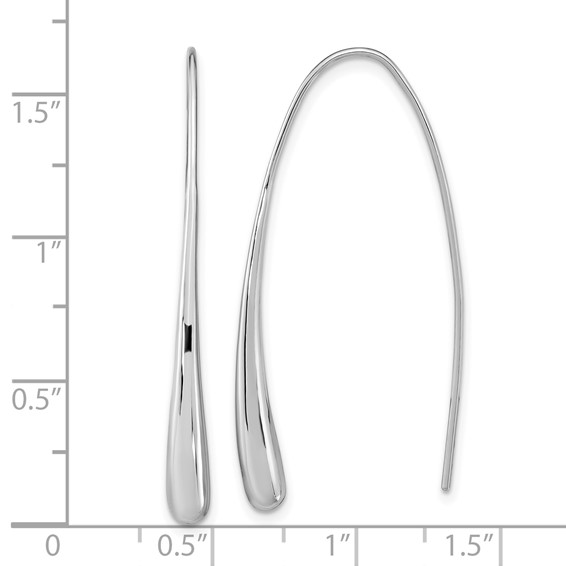 Sterling Silver Rh-Plated Polished Teardrop Threader