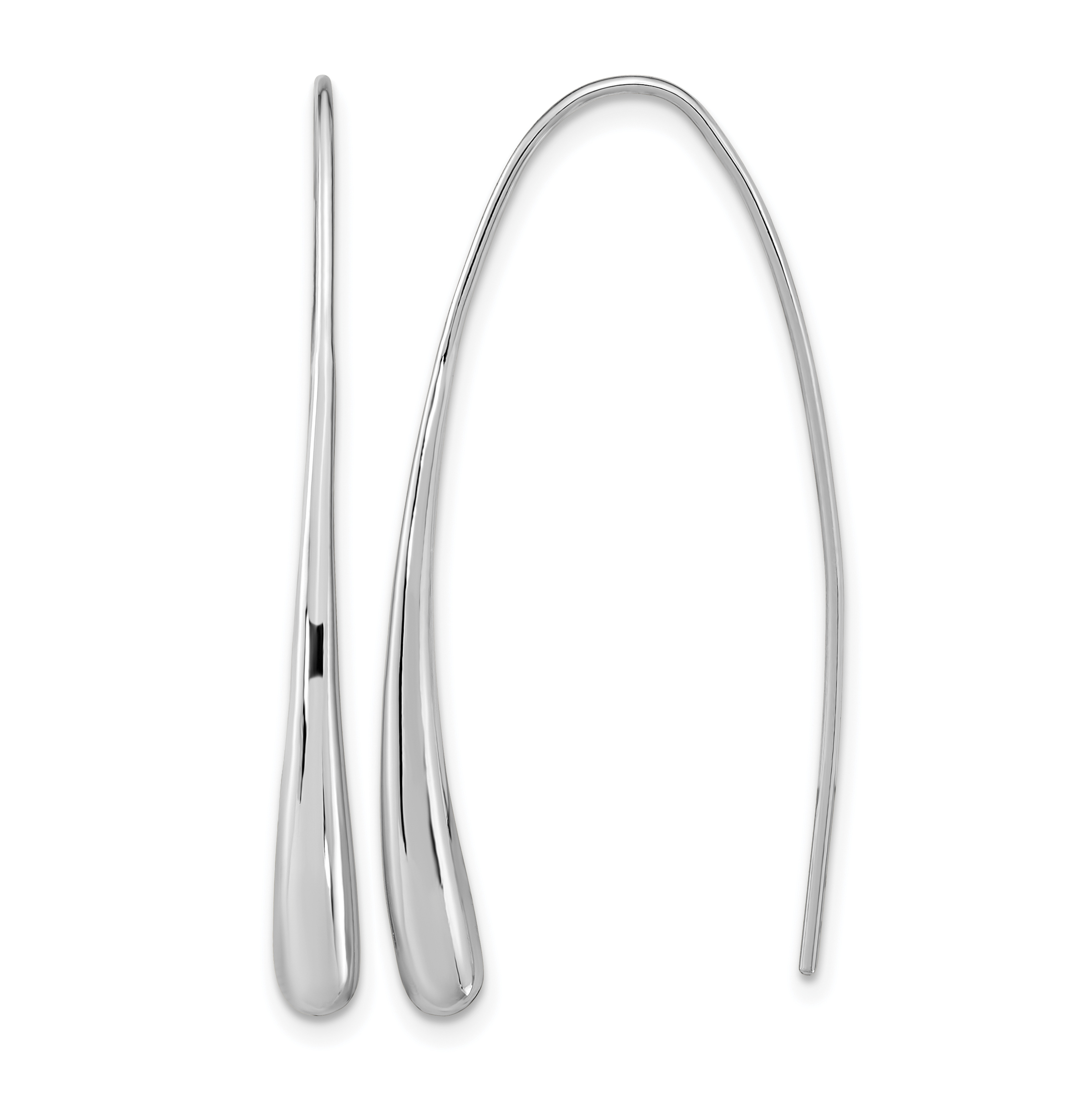 Sterling Silver Rh-Plated Polished Teardrop Threader (QE15725)
