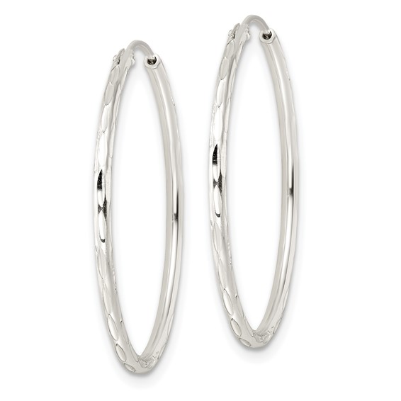 Sterling Silver 1.5mm Diamond-cut Endless Hoop Earrings