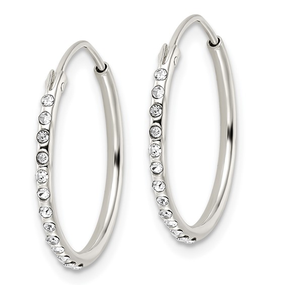 Sterling Silver 1.5mm Crystal Endless Hoop Earrings