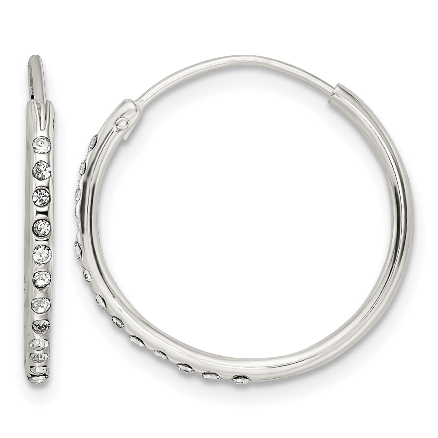 Sterling Silver Crystal Endless Hoop Earrings (QE15811)