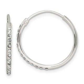Sterling Silver 1.5mm Crystal Endless Hoop Earrings