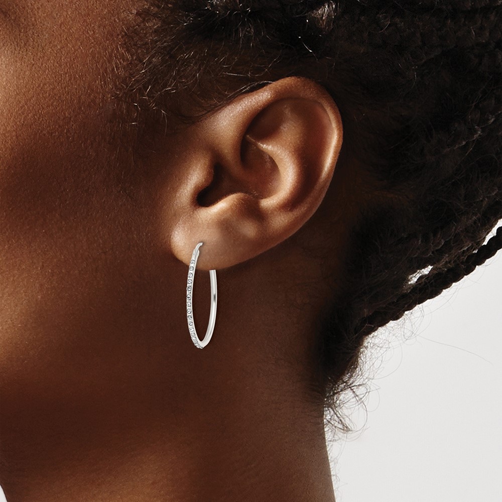 Sterling Silver Crystal Endless Hoop Earrings (QE15812)
