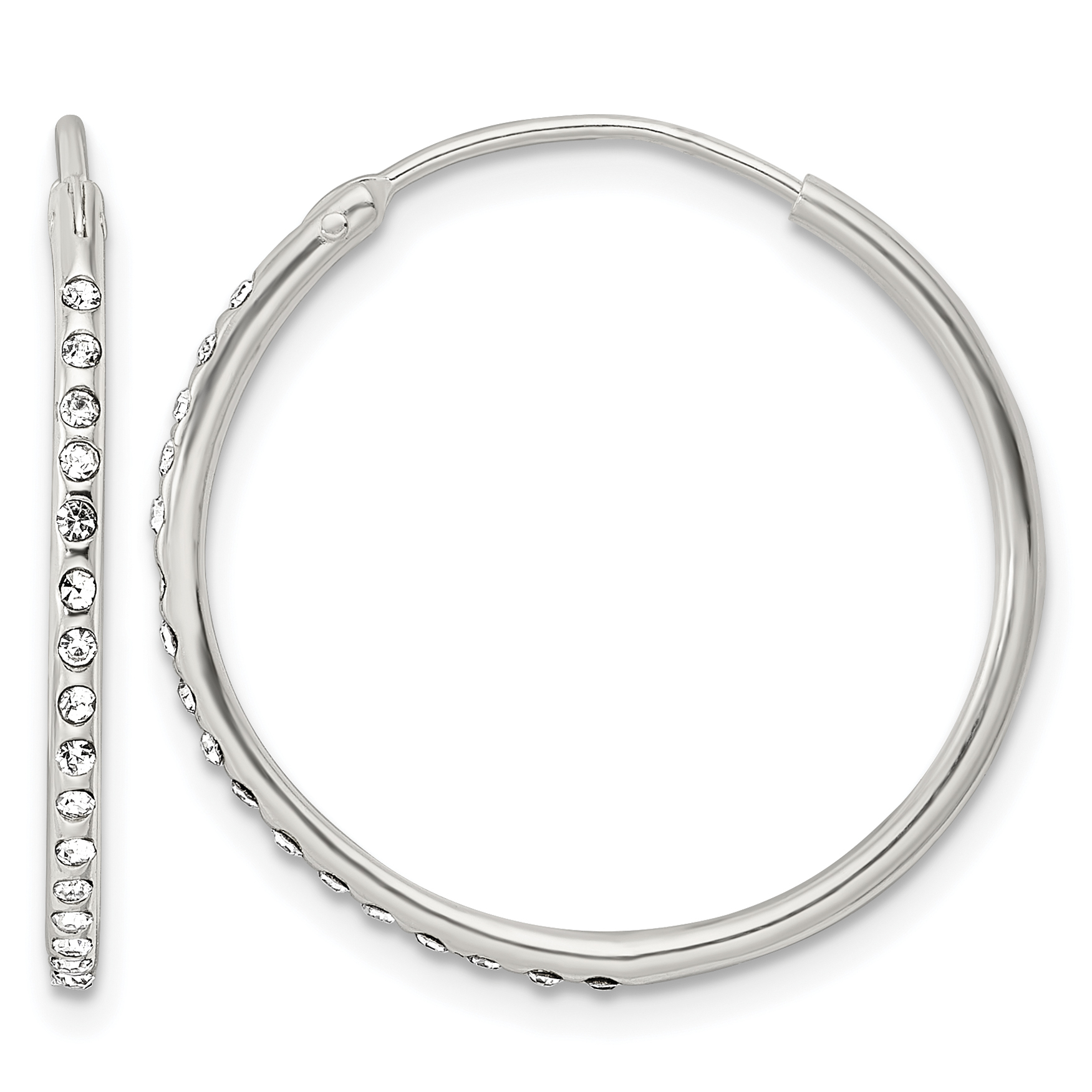Sterling Silver Crystal Endless Hoop Earrings (QE15812)