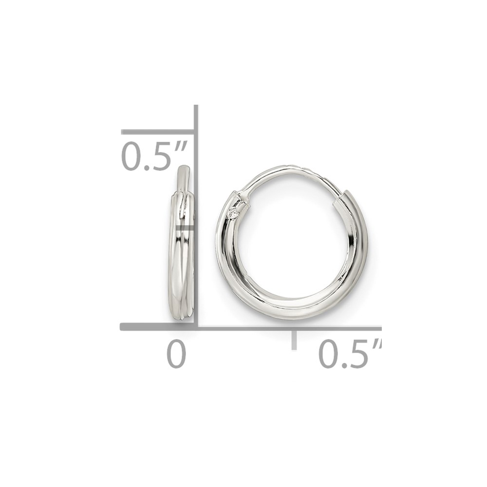 Sterling Silver Polished 1.5x10mm Endless Tube Hoop Earrings (QE15813)