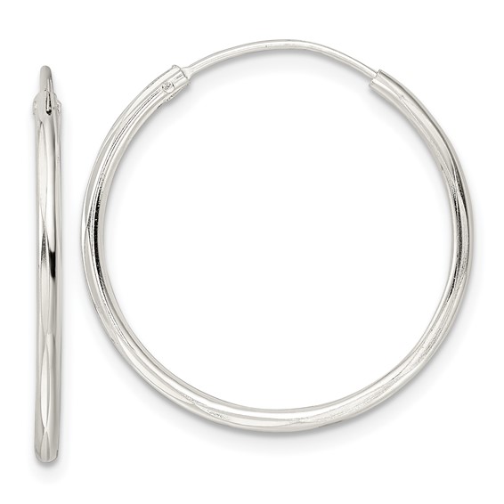Sterling Silver 1.5mm Diamond-cut Endless Hoop Earrings