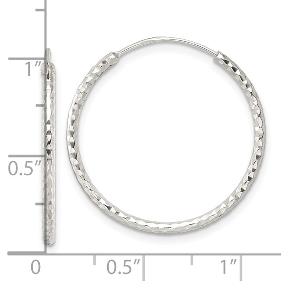 Sterling Silver Polished D/C Endless Hoop Earrings