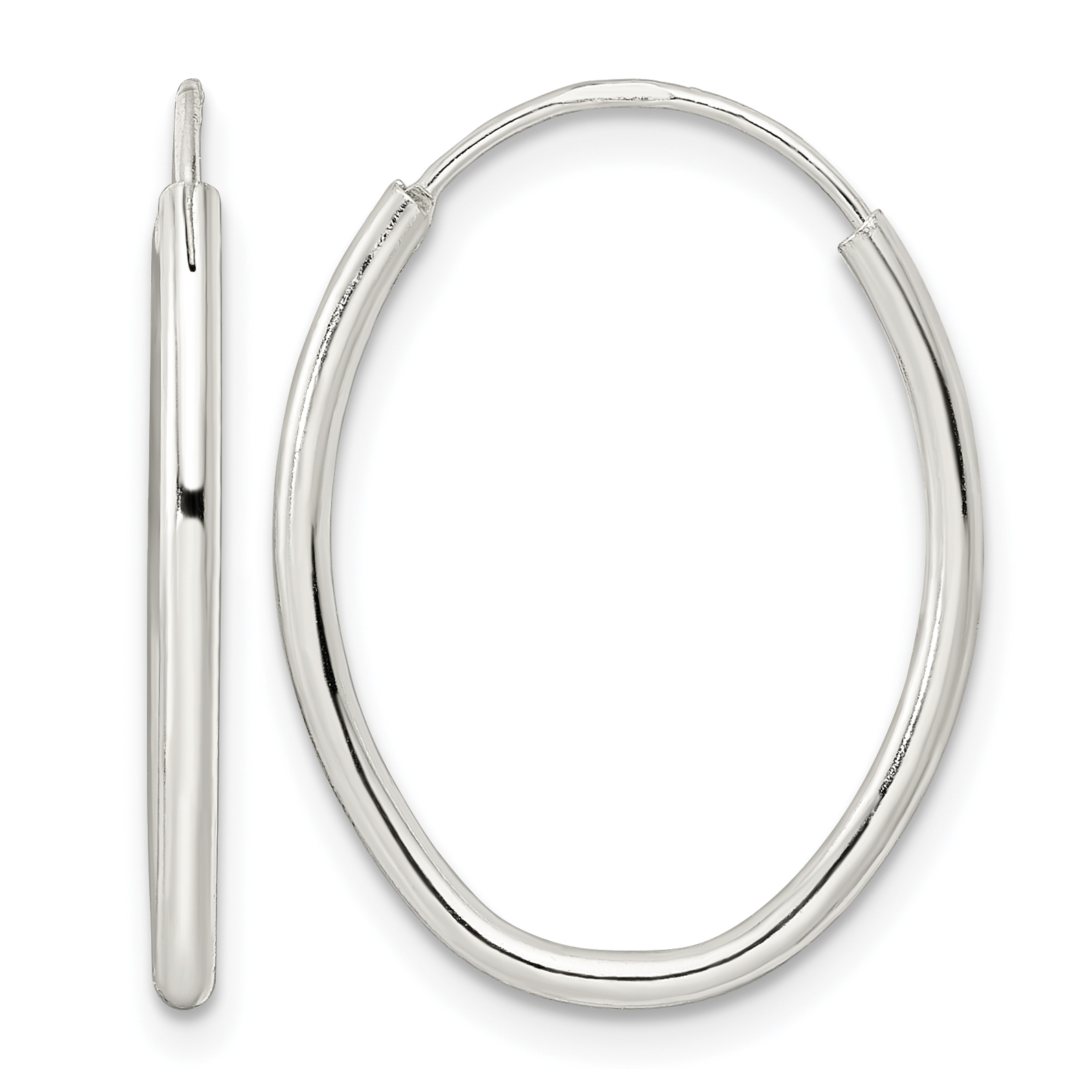 Sterling Silver Polished Endless Oval Hoop Earrings (QE15820)