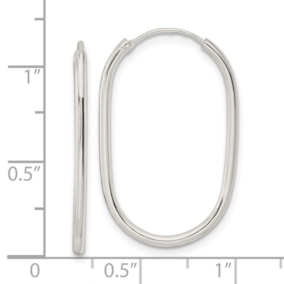 Sterling Silver Polished Endless Oblong Hoop Earrings