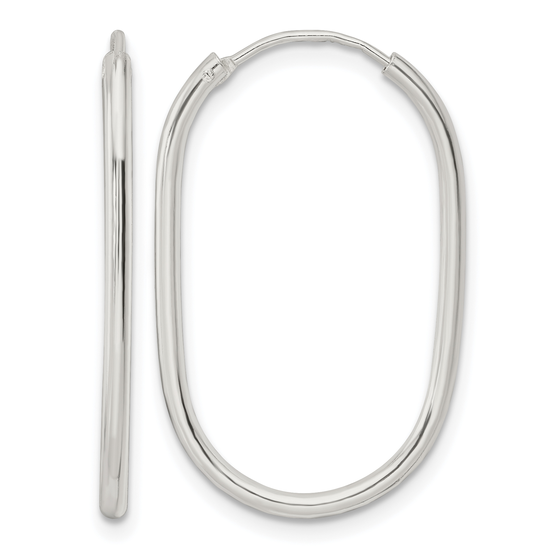 Sterling Silver Polished Endless Oblong Hoop Earrings (QE15826)