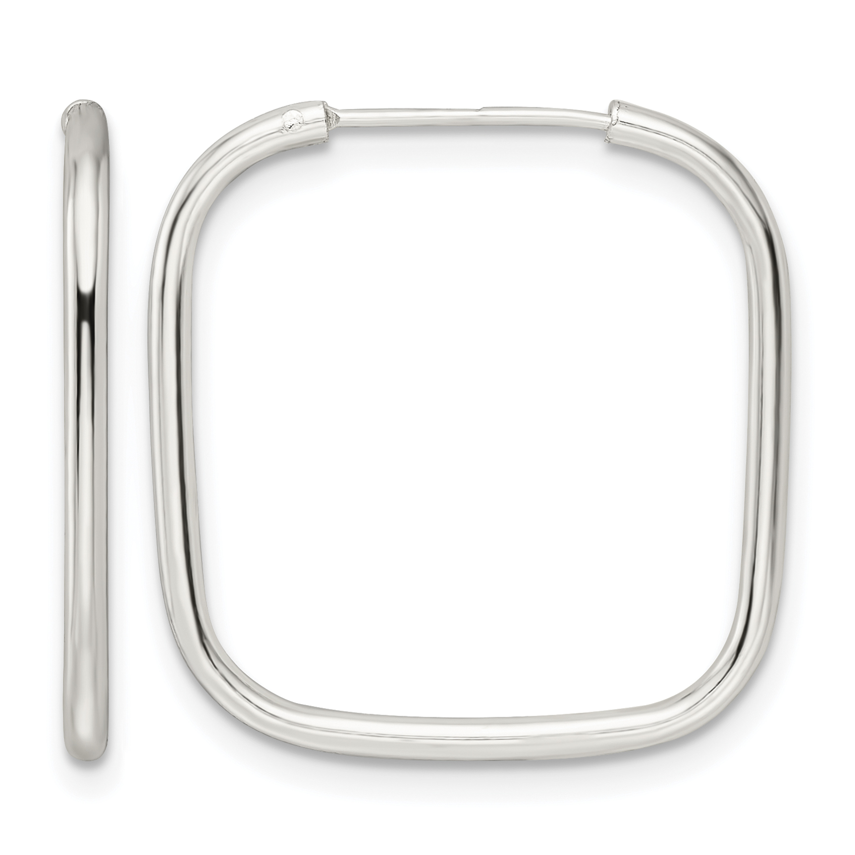 Sterling Silver Polished 1.5mm Square Endless Tube Hoop Earrings (QE15828)