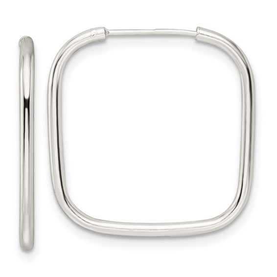 Sterling Silver Polished 1.5mm Square Endless Tube Hoop Earrings