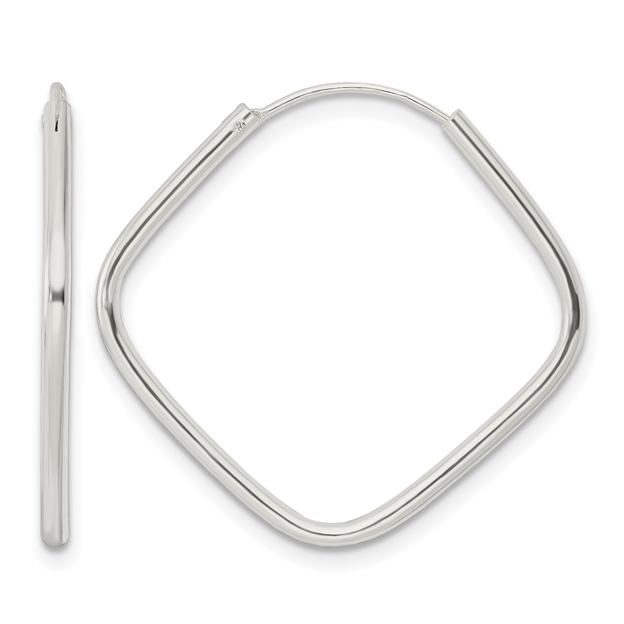 Sterling Silver Polished Endless Square Hoop Earrings (QE15830)