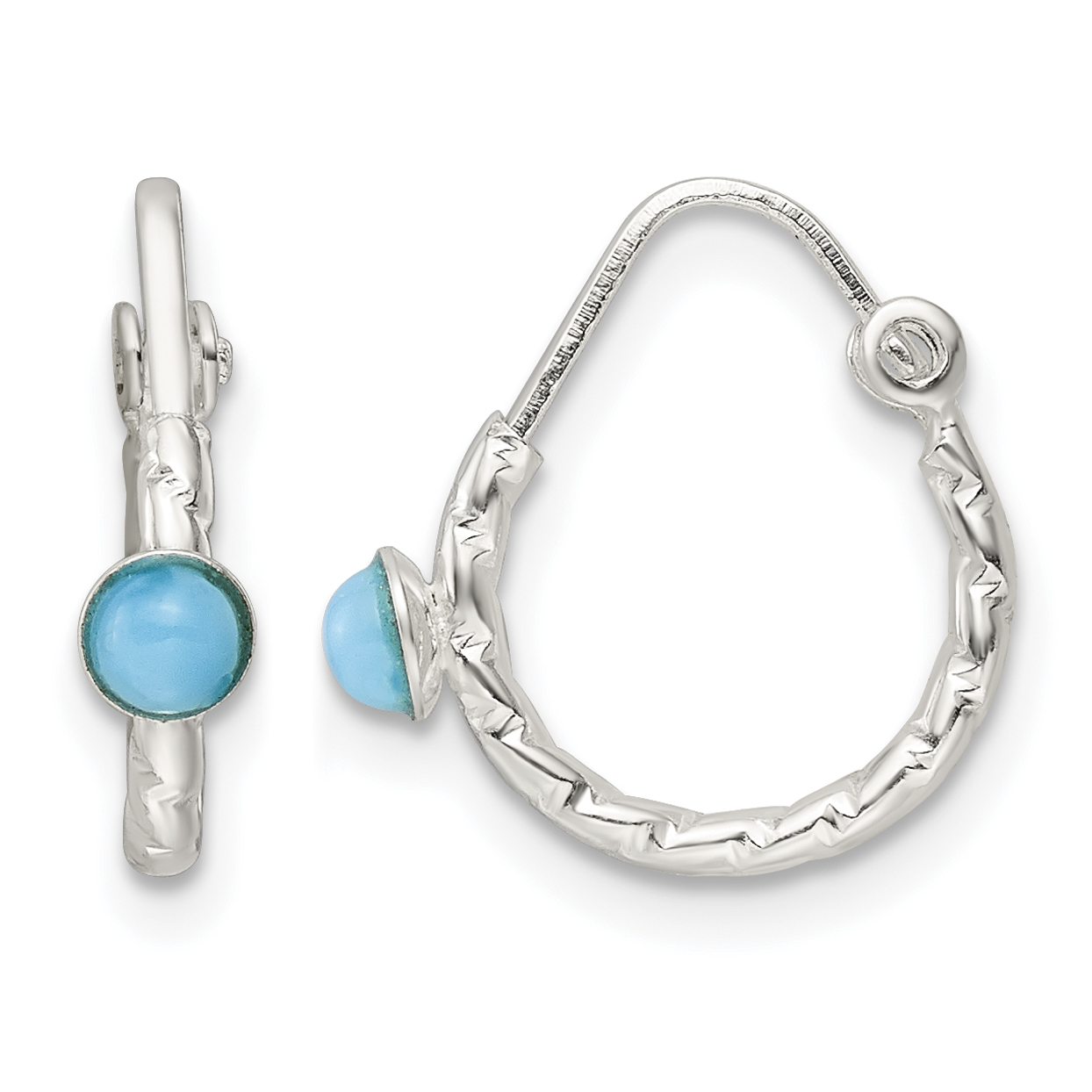 Sterling Silver Polished Turquoise Endless Hoop Earrings (QE15835)